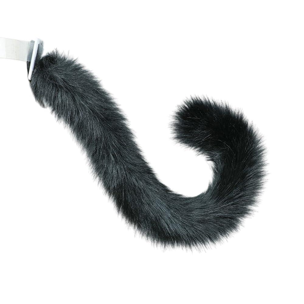 TTYAO REII TTYAO REII Black Animal Ears Headband Fluffy Cat Ears Headband Cat Ears and Tail Set for Cosplay Costume Headdress (Black)