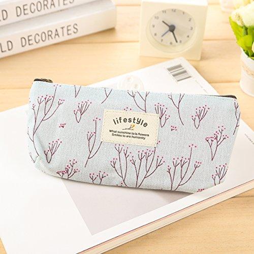AKIRO AKIRO Pencil Case, Cute Floral Flower Canvas Zipper Pencil Cases Lovely Fabric Flower Tree Pen Bags School Supplies 4 Pcs