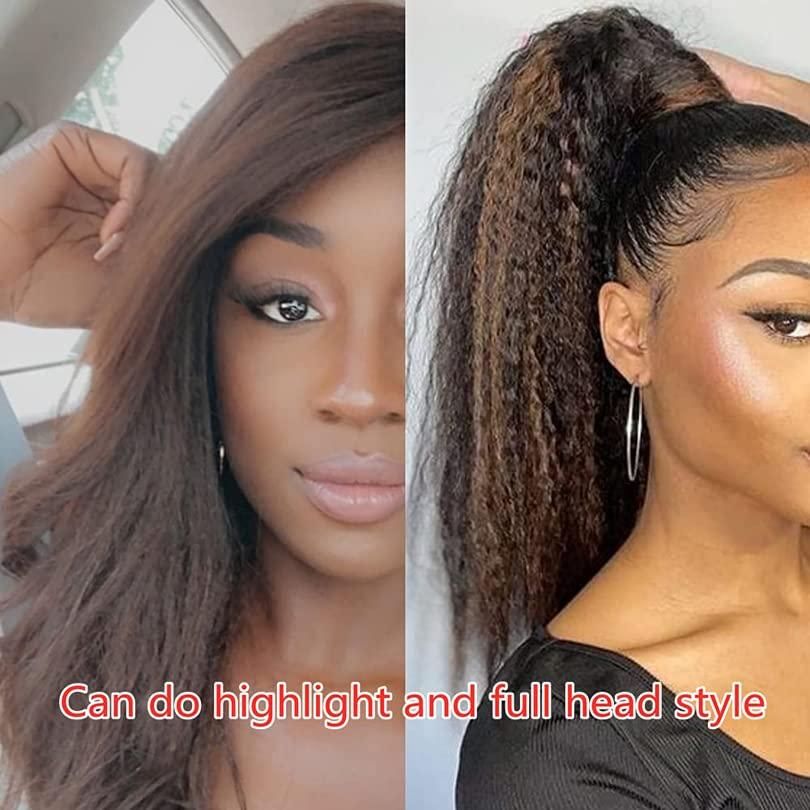 RJ HAIR RJ HAIR 100% Human Hair Kinky Straight Bulk Brazilian Human Hair Bulk For Braiding Coarse Italian Yaki Bundles for Black Women (26inch, 1Pcs/Lot)