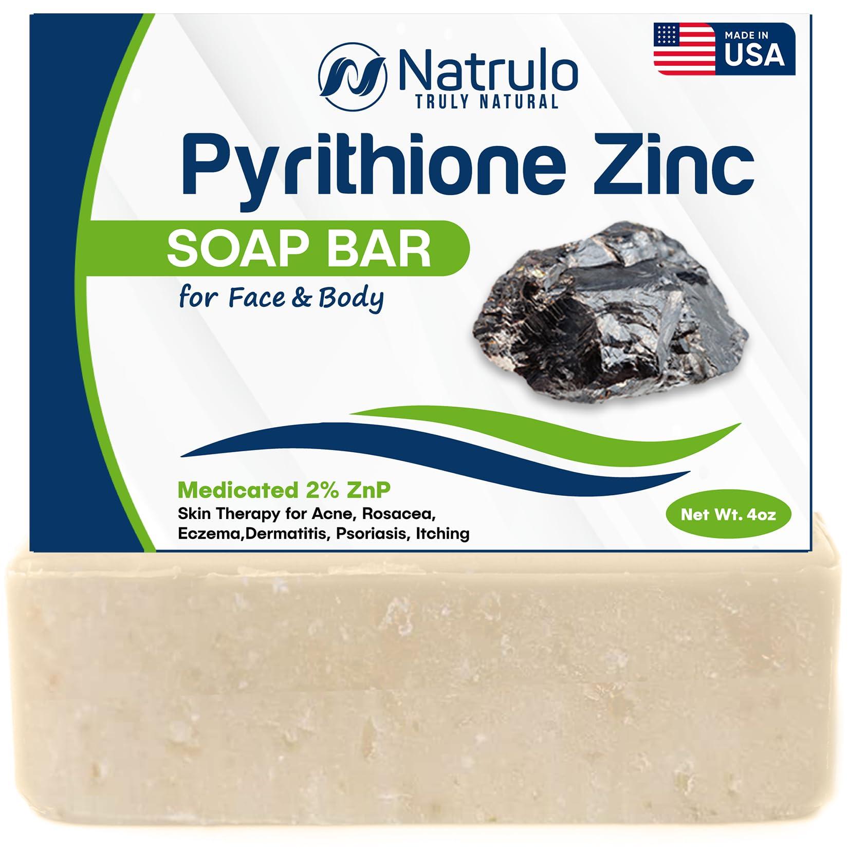 Erbaid Pyrithione Zinc Soap Bar for Face & Body, 4oz | Medicated 2% ZnP Bar Soap Skin Therapy Cleanser for Acne, Rosacea, Eczema, Dermatitis, Psoriasis, Itching | Cleansing, Calming Facial Wash Made in USA