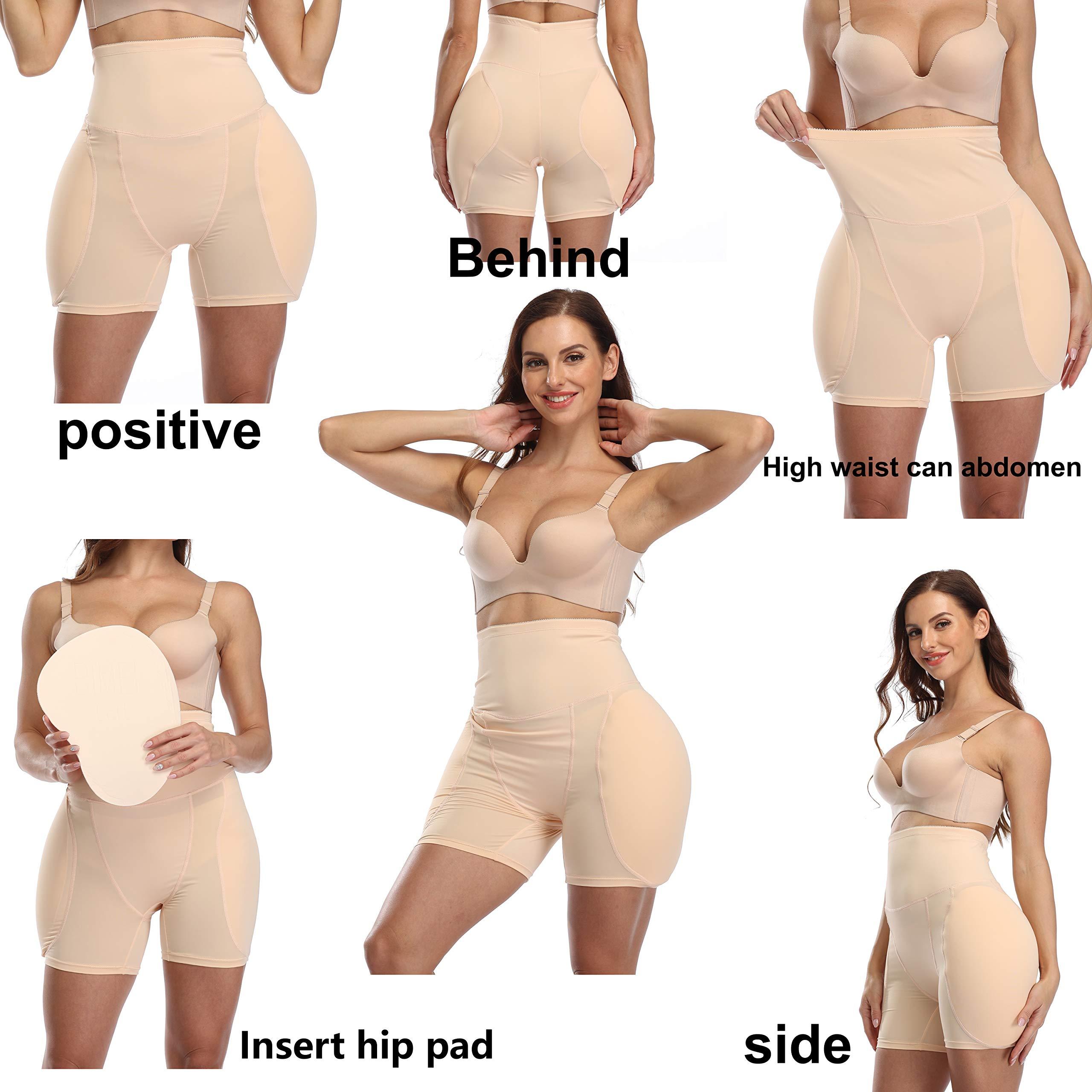 BIMEI 2PS Sponge Padded Women\'s Underwear HIPS Butt Hip Up Padded Enhancer Hip Pants Suitable for Low Waist Skirt (6XL, Beige High Waist)