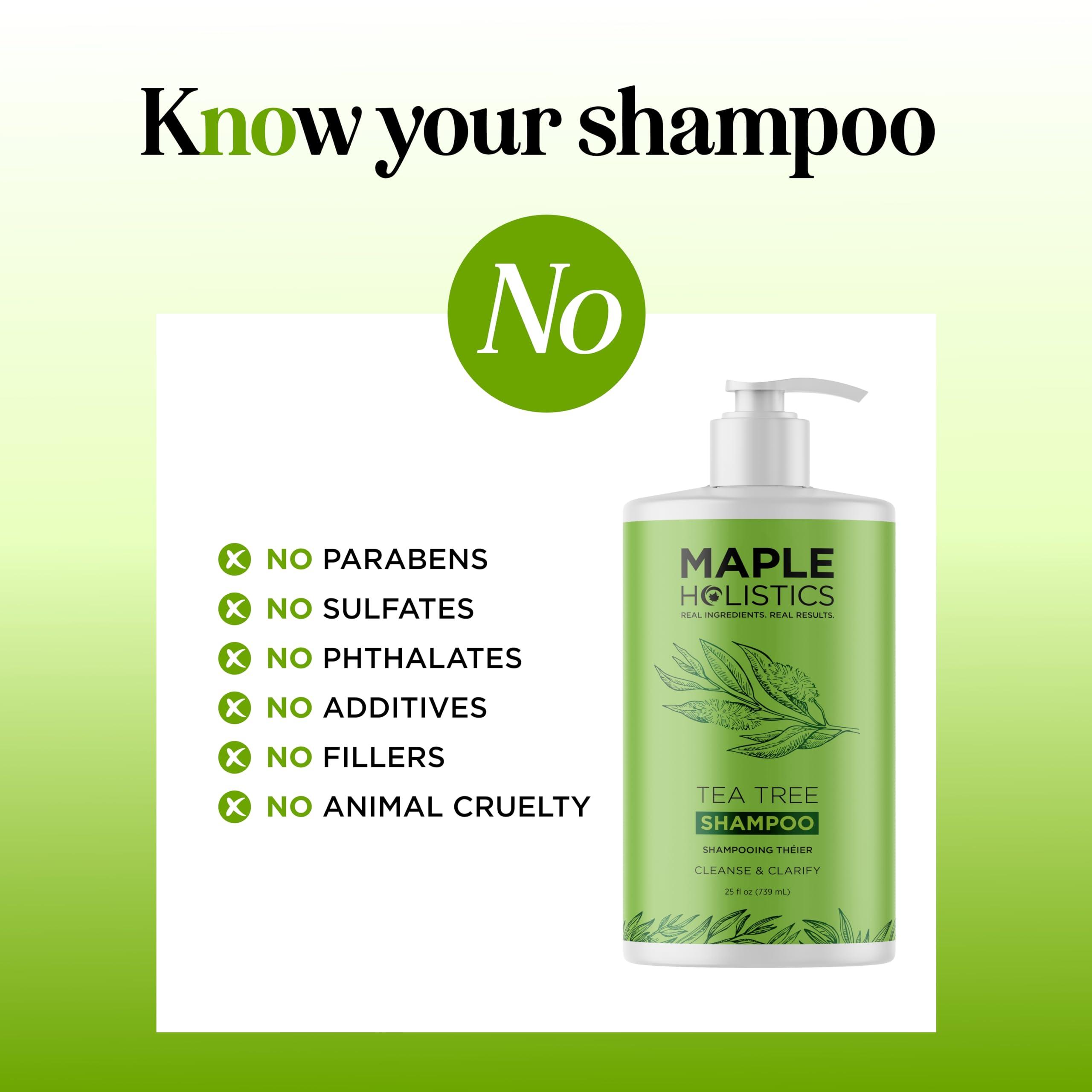 Maple Holistics Maple Holistics Tea Tree Oil Shampoo Sulfate Free - Deep Cleansing Vegan Tea Tree Shampoo for Oily Hair and Scalp - Daily for Build up with Rosemary Essential Oil for All Hair Types 25 Fl Oz