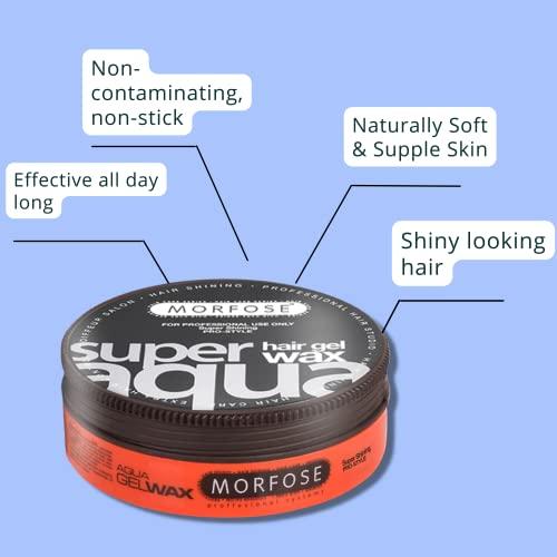 Morfose Morfose Super Aqua Hair Gel Wax with Strong Flexible 4 Hold, All Day Long, Hair Wax for Women and Men, Edge Wax, Gel Wax, Manage Flyaways, and Curls, Mango Scent, 5.92 fl. oz.