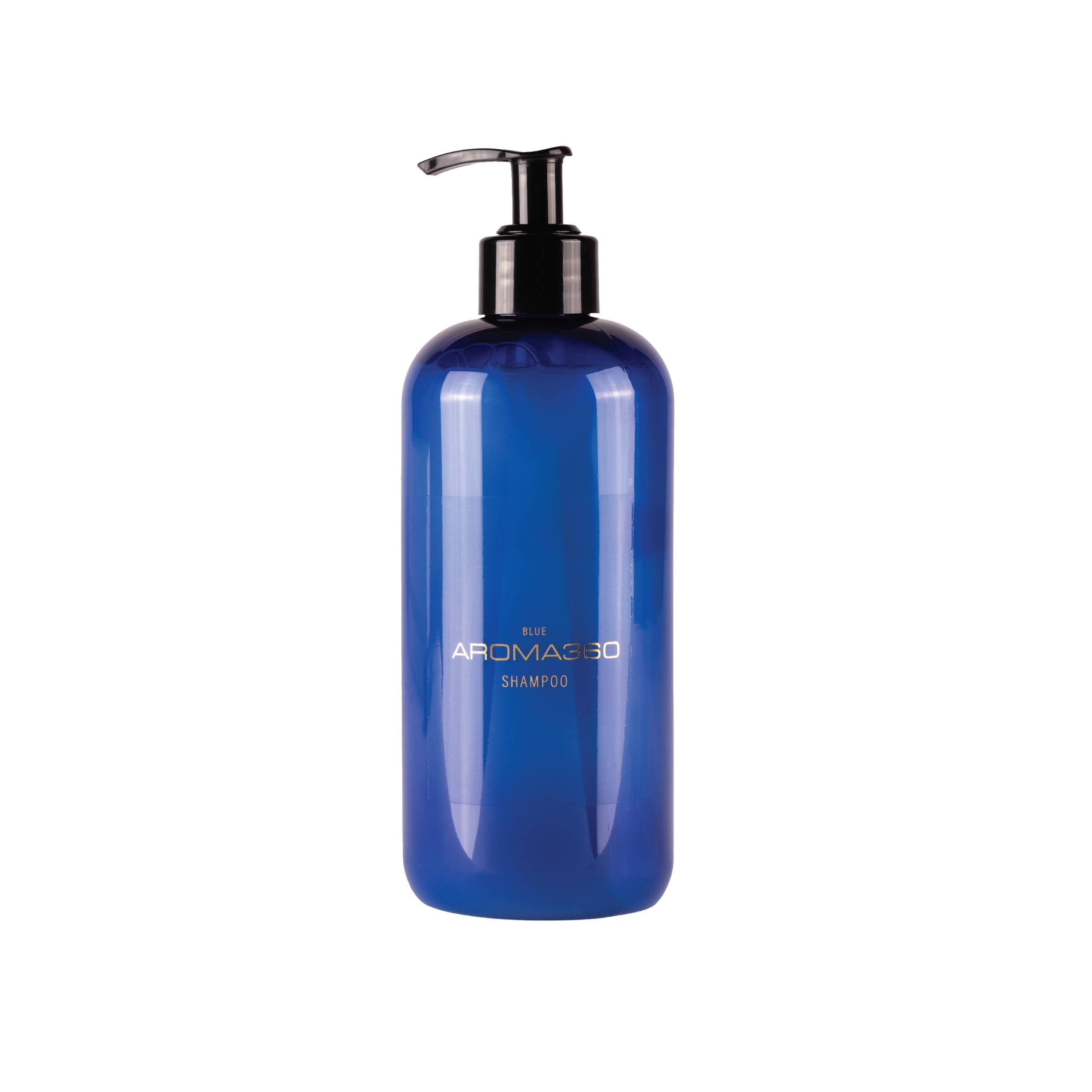 Aroma360 Aroma360 Blue Shampoo - Hair Care Products for Fine Hair - For All Hair Types - Shampoo for Dry Hair - Hair Repair Shampoo for Men & Women - Scents Include Amber, Santal, Iris & Oud Wood - 16oz
