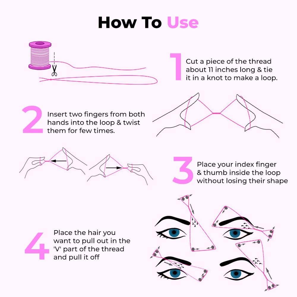 ZIBELL Organic Cotton Thread for Eyebrows Threading Thread Eyebrow Facial Hair Upperlips Shaping Hair Removal Thread for Forehead Chin Hair | Thread for Salon Spa Home Green 8 Spools x 300m by Zibell (White)