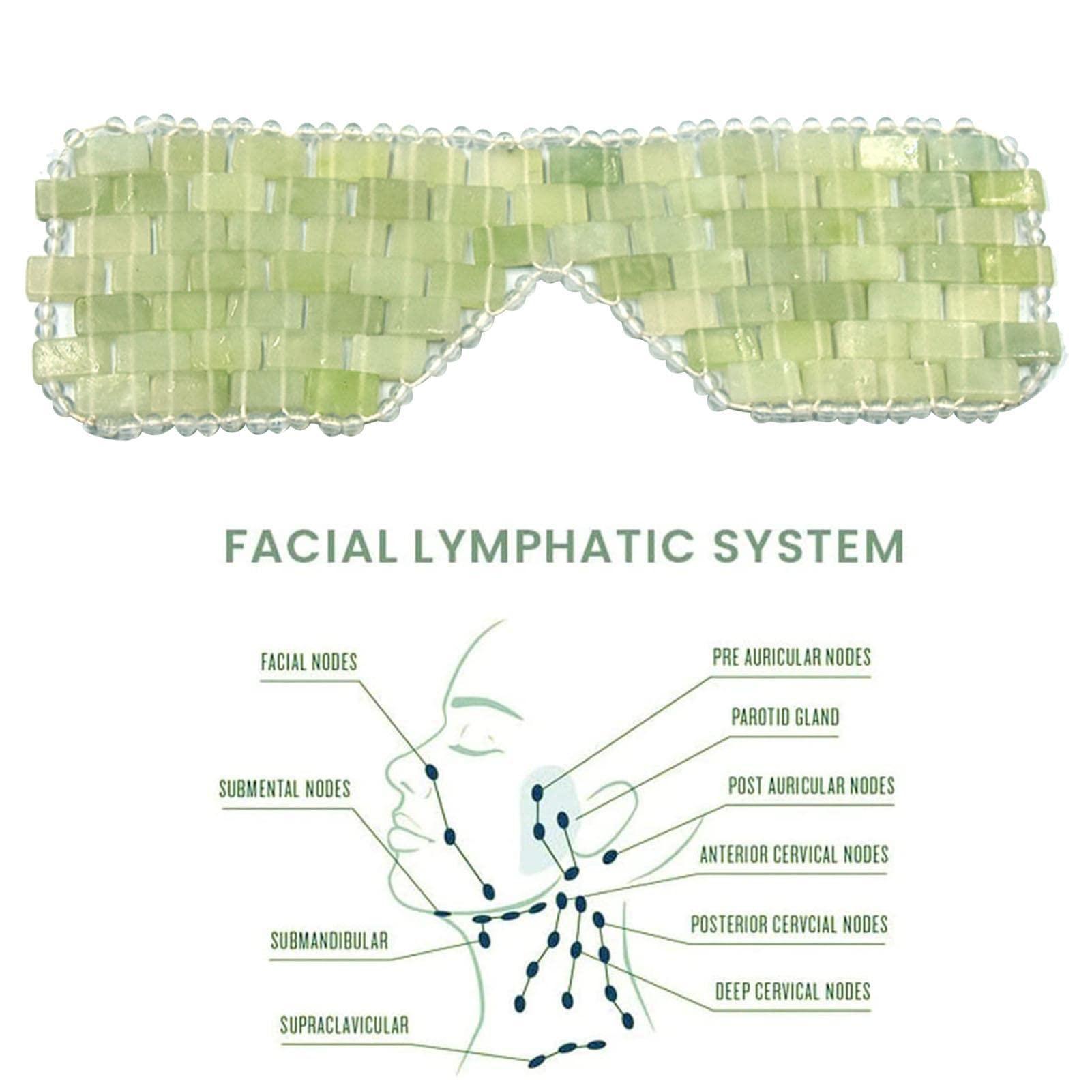 wanshi Light Cool Jade Eye Mask Hot or Cold Touch Blindfold for Puffy Eyes 100% Real Jade Stone