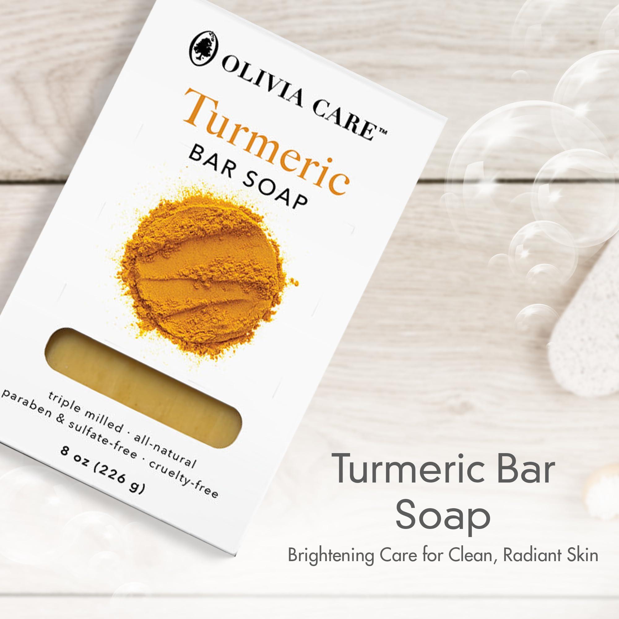 Olivia Care Olivia Care Turmeric Bar Soap -Natural, Vegan & Organic - For Face & Body Exfoliate, Hydrate, Moisturize & Deep Clean - Triple-Milled - Infused with Antioxidants - 8 OZ