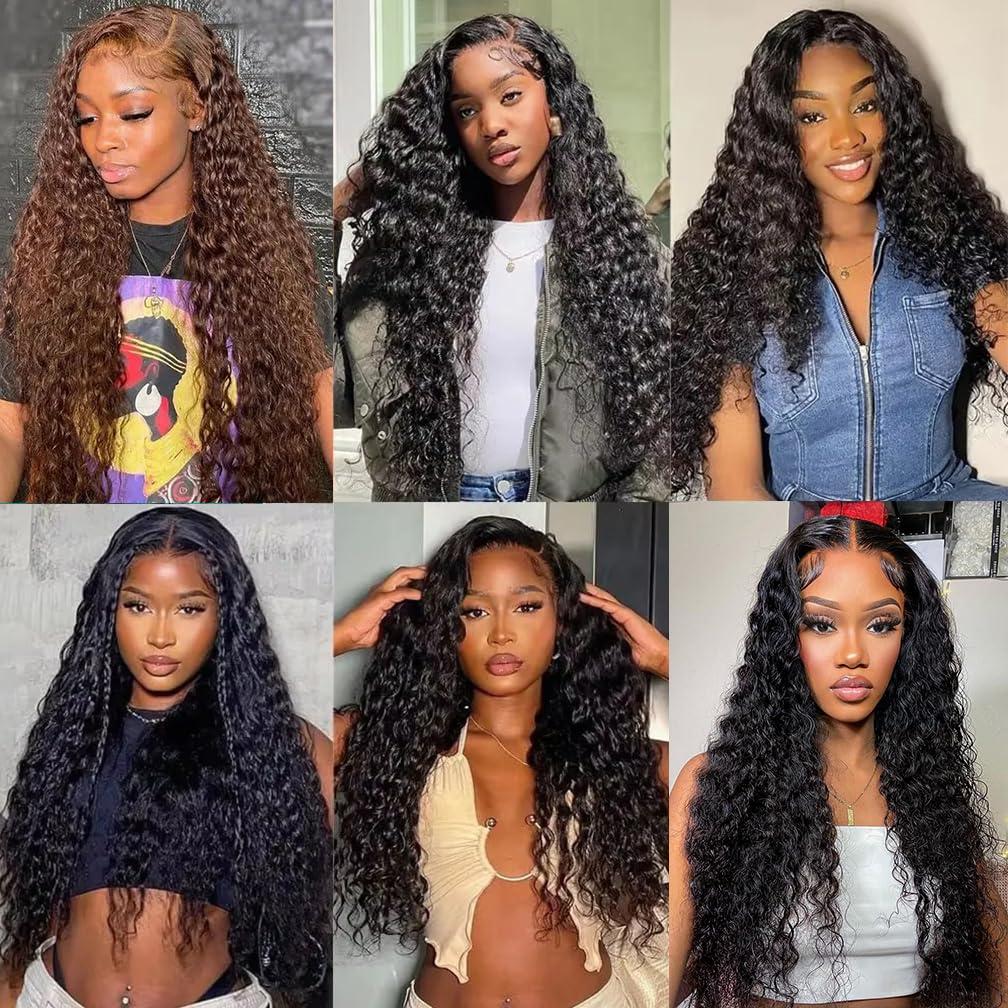 Borchan Water Wave Bundles Brazilian Water Wave Human Hair 3 Bundles Ocean Wave Bundles for Black Women 100% Unprocessed Virgin Human Hair Bundles Human Hair Bundles Water Wave Hair Extensions 12 14 16 Inch