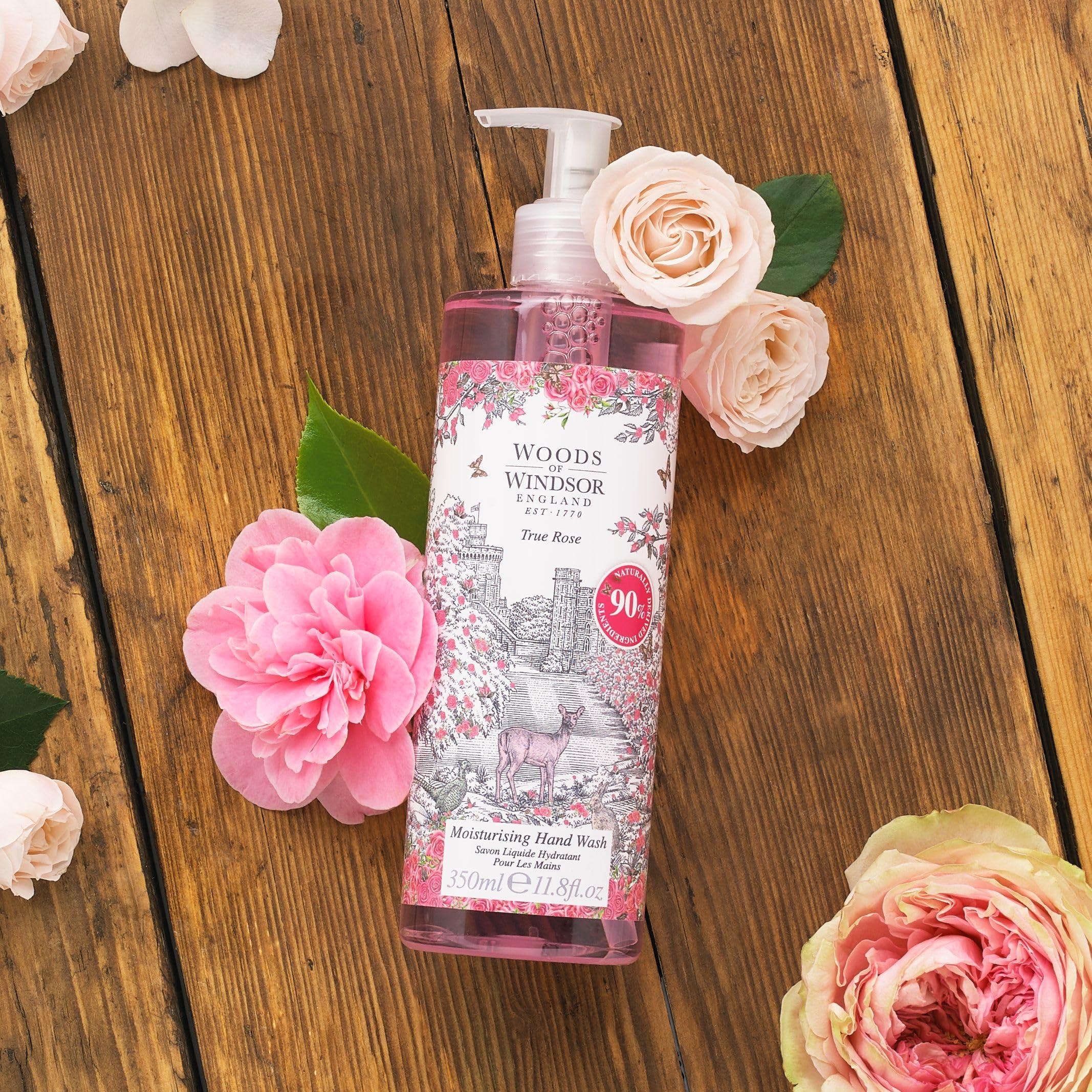 Woods of Windsor Woods of Windsor Rose Hand Wash, Moisturizing Soap with Notes of Rose Otto and Damask Rose, Liquid Hand Soap with Pump to Help Soften and Moisturize Skin, True Rose Scent 350ml
