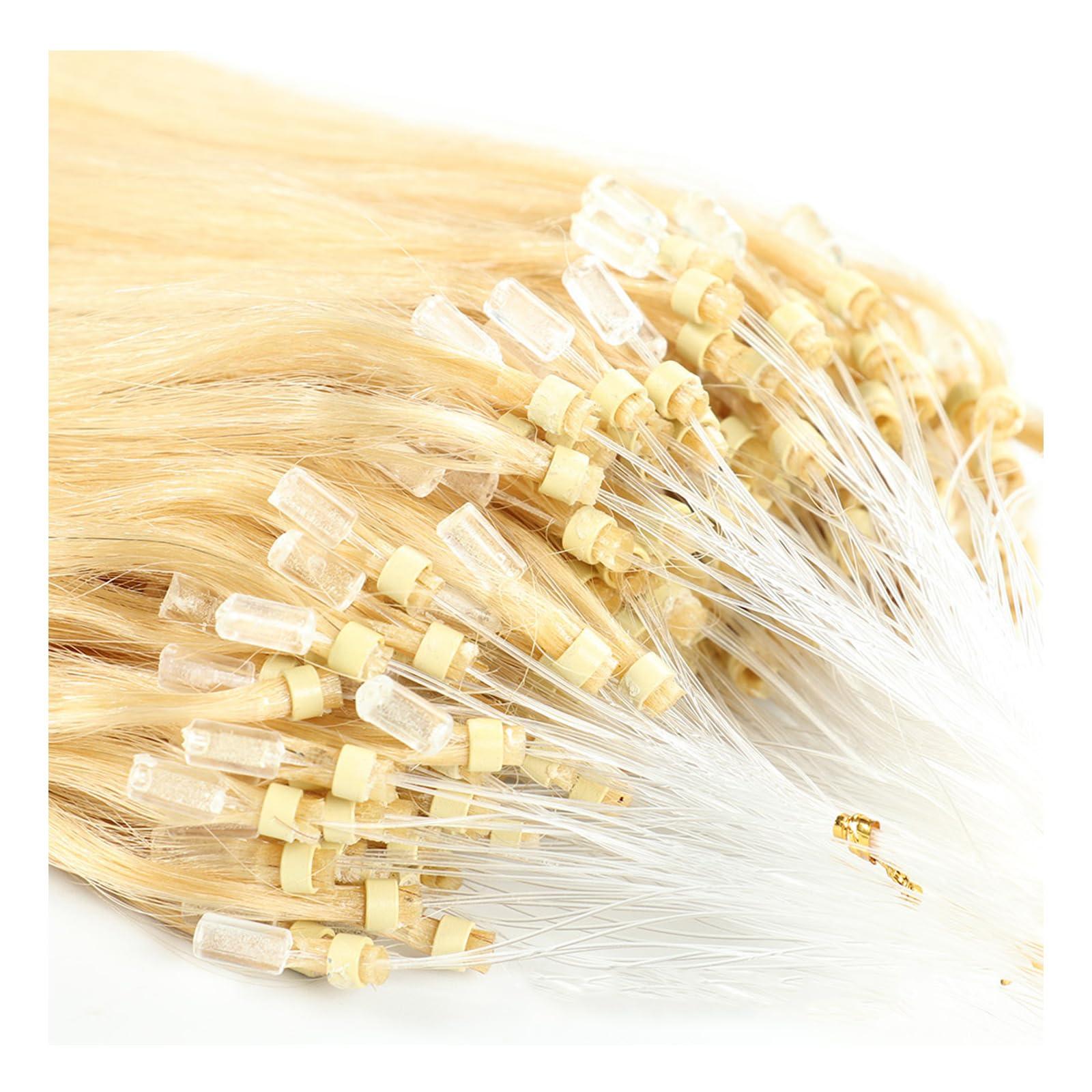 RIBONI Microlink Hair Extensions Micro Beads Hair Extensions Human Hair Blonde Micro Link Human Hair Extensions Straight Hair 100strands 24Inch