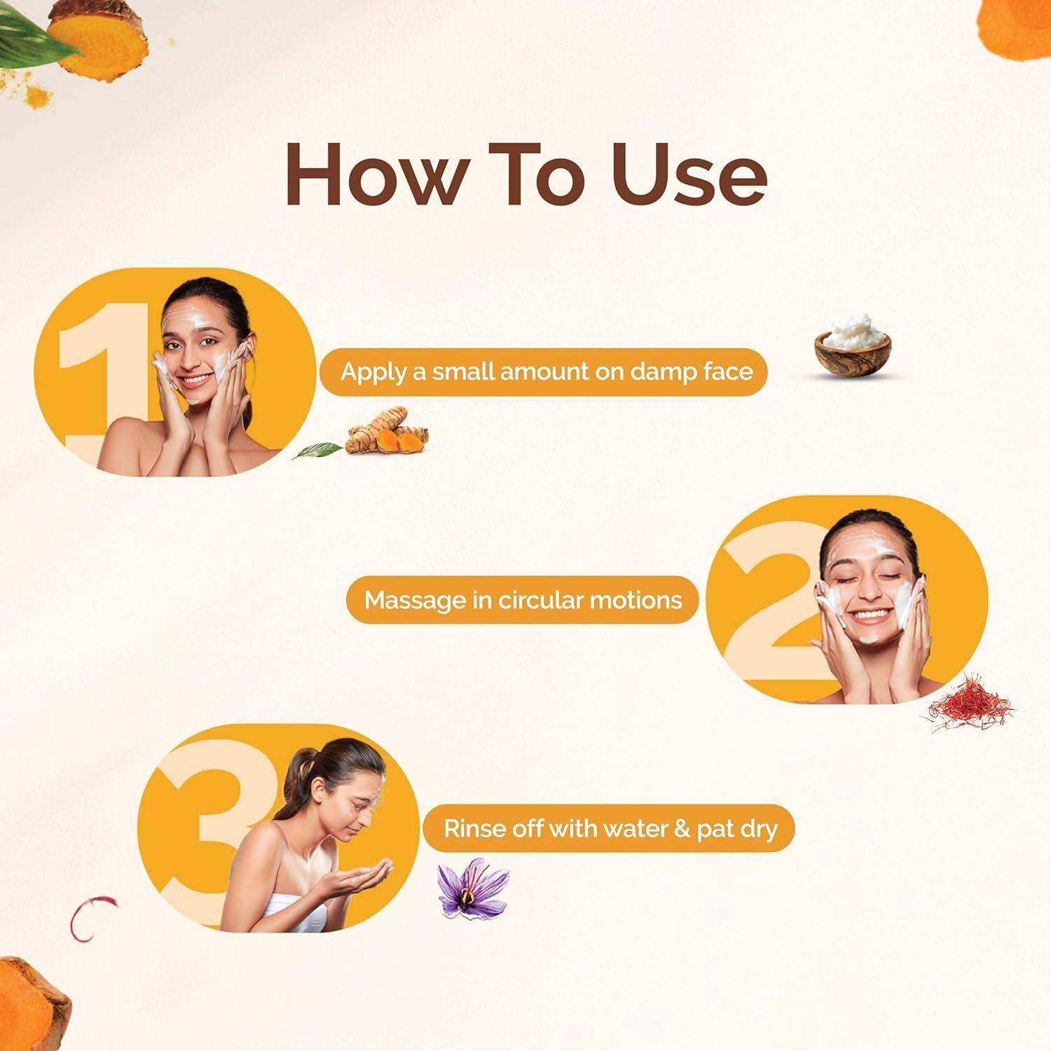 MAMAEARTH Mamaearth Ubtan De Tan Face Wash | Helps Reduce Tanning & Sun Damage | Gently Cleanses Dirt & Excess Oil | Enriched with Turmeric & Saffron | 3.38 Fl Oz (100ml)