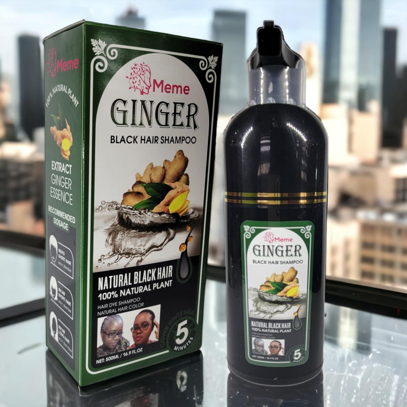 Generic Meme Ginger Black Hair Shampoo -16.9 Fl. Oz Natural Black Hair - Plant based and Formulated with Natural Vegetable Oil - Protects Hair Damage and No Color Fading - GREAT for Men and Women