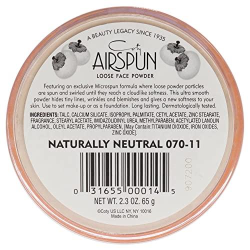 Airspun Coty AIRSPUN Face Powder, Naturally Neutral, 2.3 Oz, Natural Tone Loose Face Powder, for Setting Makeup or Foundation, Lightweight, Long Lasting, Pack of 1