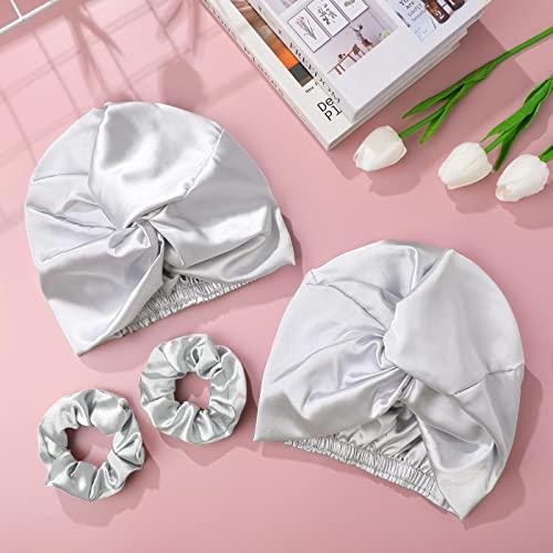 SATINIOR SATINIOR 6 Pieces Silk Cap Silk Pillowcase Set, Silk Sleeping Bonnet Silk Hair Wrap Silk Pillow Cases Silk