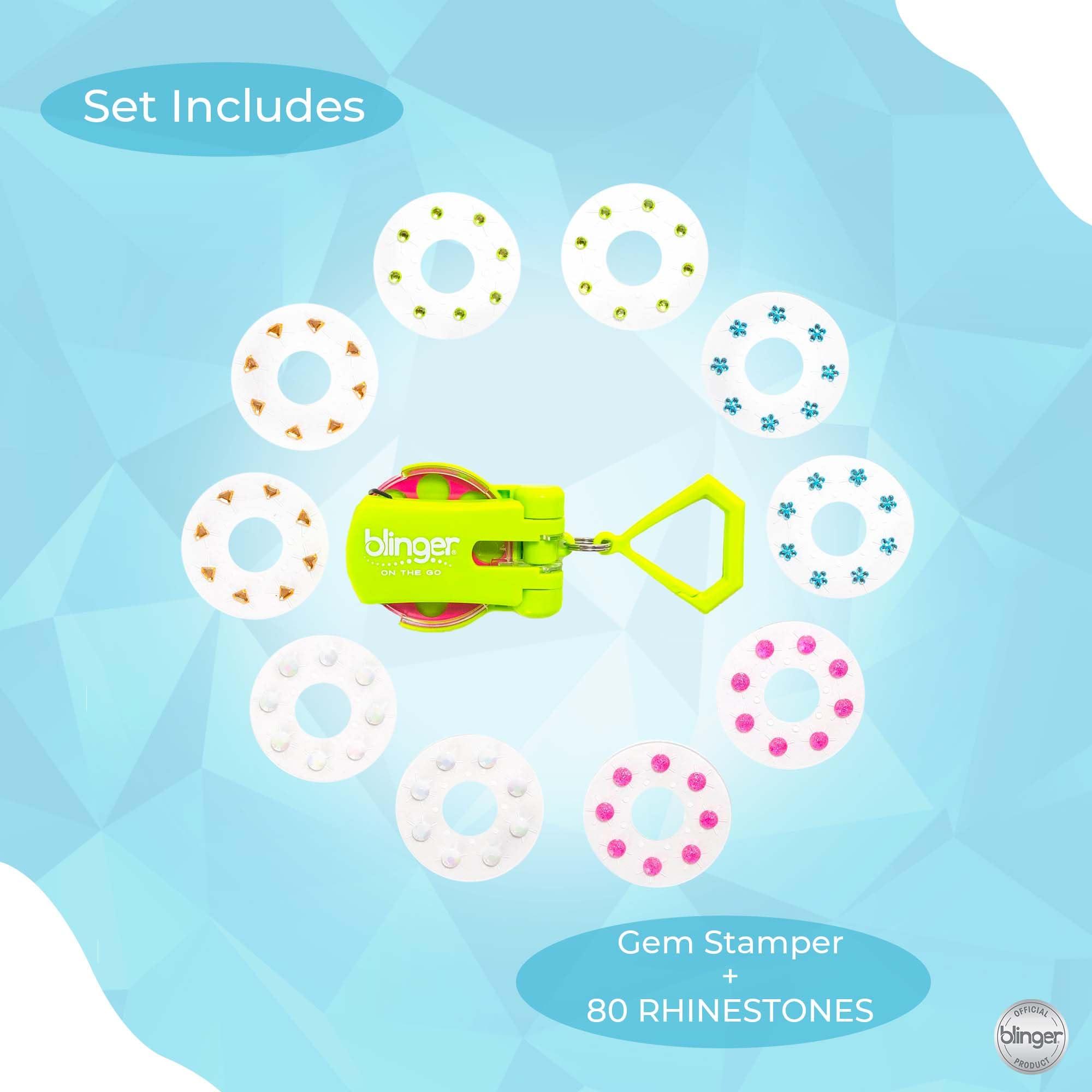 blinger blinger On The Go Mini Starter Kit Bright (Lime Green) | 80 Rhinestones | Hair Styling Tool | Hair-Safe Bling in Brush Out