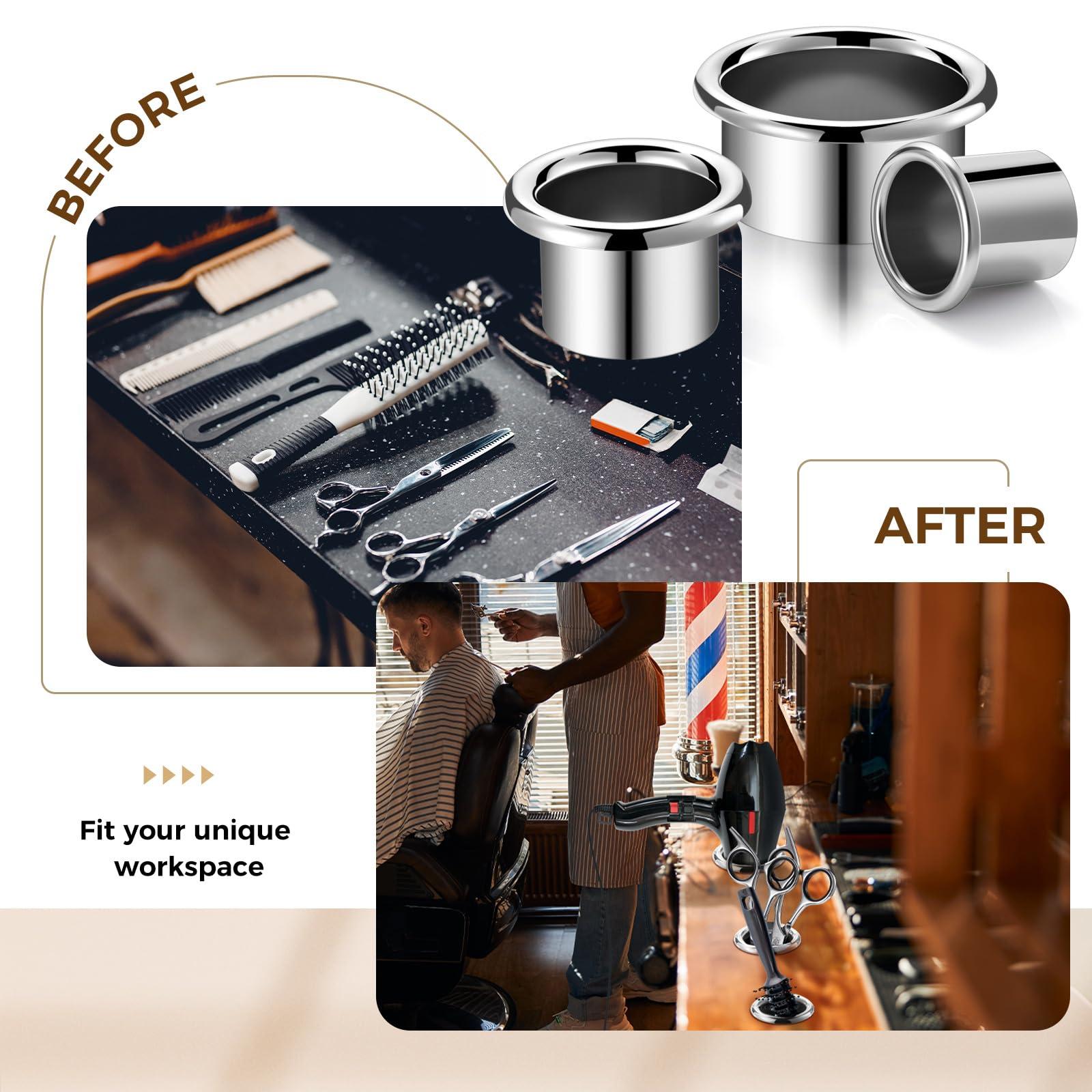 MorningRo MorningRo 3 Pcs Hair Dryer Holder Insert Curling Iron Holder Stainless Steel Salon Station Holder Appliance Hair Styling Tool Tube Comb Organizer for Hairdresser Bathroom(Sliver,3\"+2\"+1.5\")