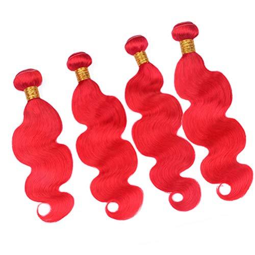 General Zara Hair Brazilian Red Hair 4 Bundles Deals Body Wave Bright Red Human Hair Extensions Cheap Red Wavy Virgin Hair Weave Wefts 400g/Lot Mixed Length (10 10 10 10 Inch)