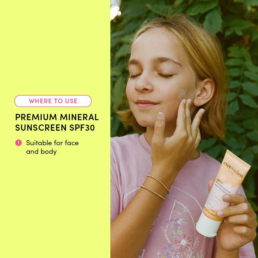 Evereden Evereden Kids Sun Protection set - Sunscreen SPF 50 and SPF30: Baby-Safe Whole-Family Mineral Sunscreens for face and body - UVA/UVB Protection, Non-Toxic, Water-Resistant - Clean and Safe ingredients