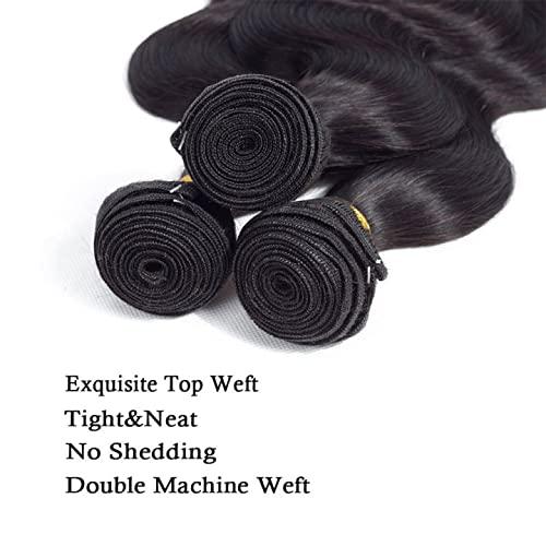 WuvuSnm 26 26 26 Inch Brazilian Remy Body Wave Human Hair Bundles Natural Black Color Unprocessed Virgin Hair Weave Body Wave Bundles Human Hair Extensions