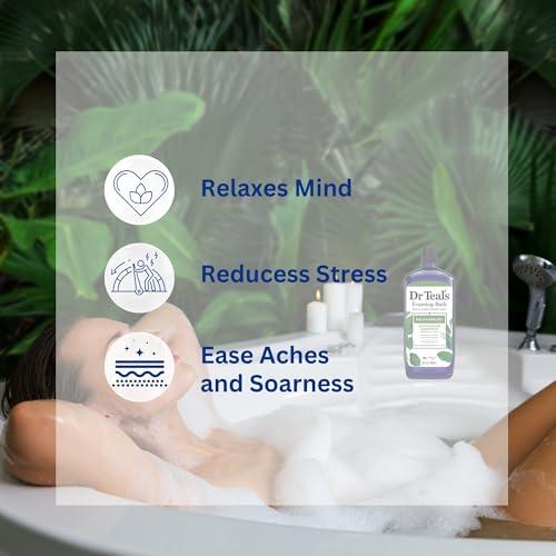 Variety Junction Dr. Teal\'s Eucalyptus and Spearmint Foaming Bath 34oz Bottles (Pack of 2) with Variety Junction Premium Bath Sponge - Relax and Relief, Bubble Bath, Relaxing, Men\'s and Women\'s
