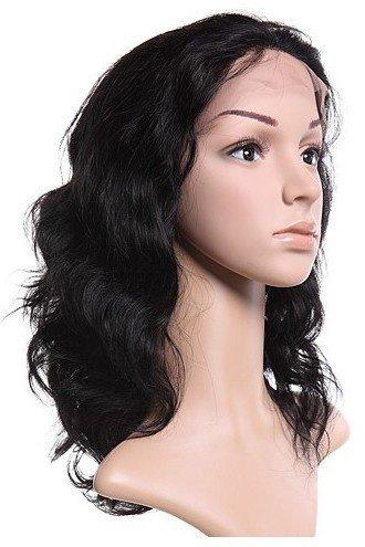 Tanya 14" Loose Body Wave 100% Indian Remy Human Hair Lace Front Wig 1# Jet Black