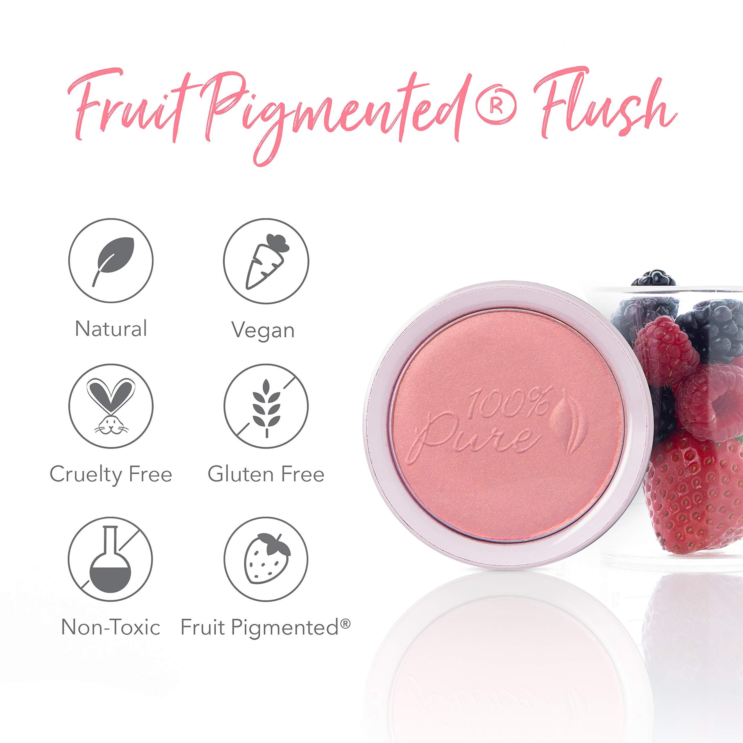 100% PURE 100% PURE Powder Blush (Fruit Pigmented), Chiffon, Soft Shimmery Finish, Nourishes Skin w/Rosehip Oil, Cocoa Butter, Natural Makeup (Soft Pink) - 1.81 oz