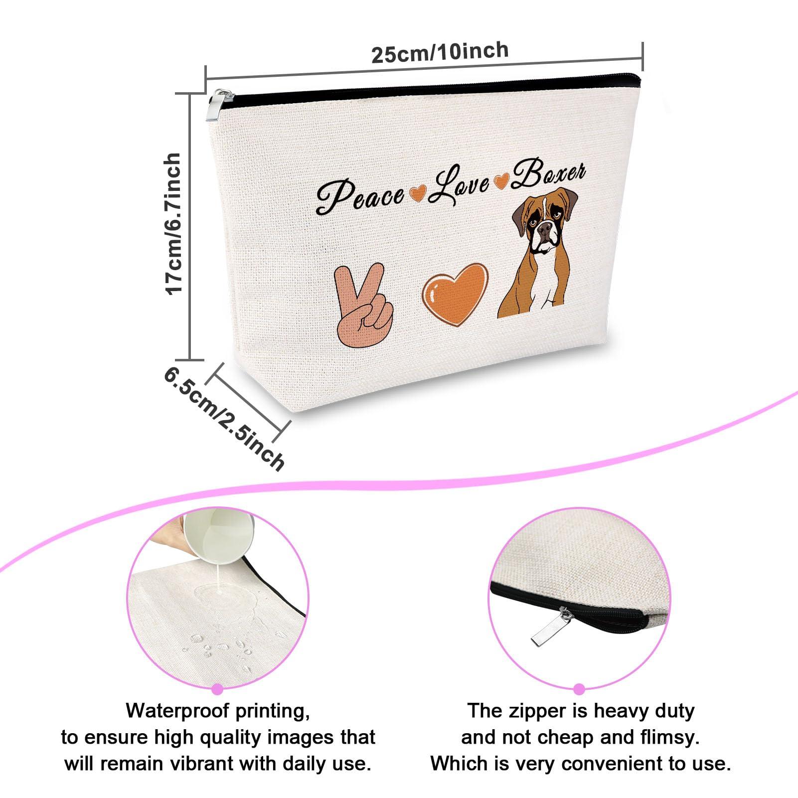 Sfodiary Boxer Dog Gift Makeup Bag Funny Boxer Dog Lover Gifts for Women Boxer Owner Gift Cosmetic Bag Boxer Dog Themed Gift Christmas Birthday Gifts for Pet Sister Boxer Mom Dog Lover Travel Toiletry Bag
