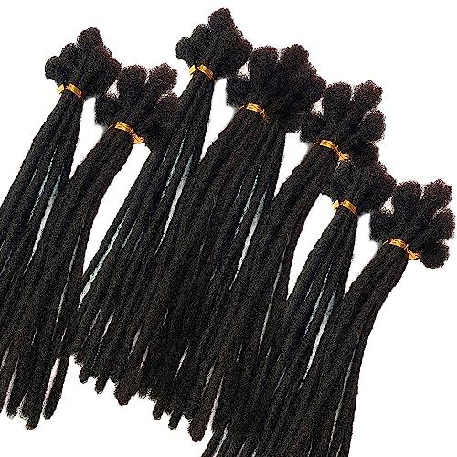 LuxeLocksPro Human Hair Loc Extensions for Man/Women,Permanent Dreadlock Extensions Natural Black 1B (10 Dreads/Bundle)