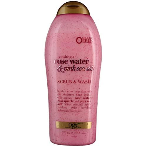 OGX Ogx Body Scrub & Wash Rose Water & Pink Sea Salt 19.5 Ounce (577ml) (Pack of 6)