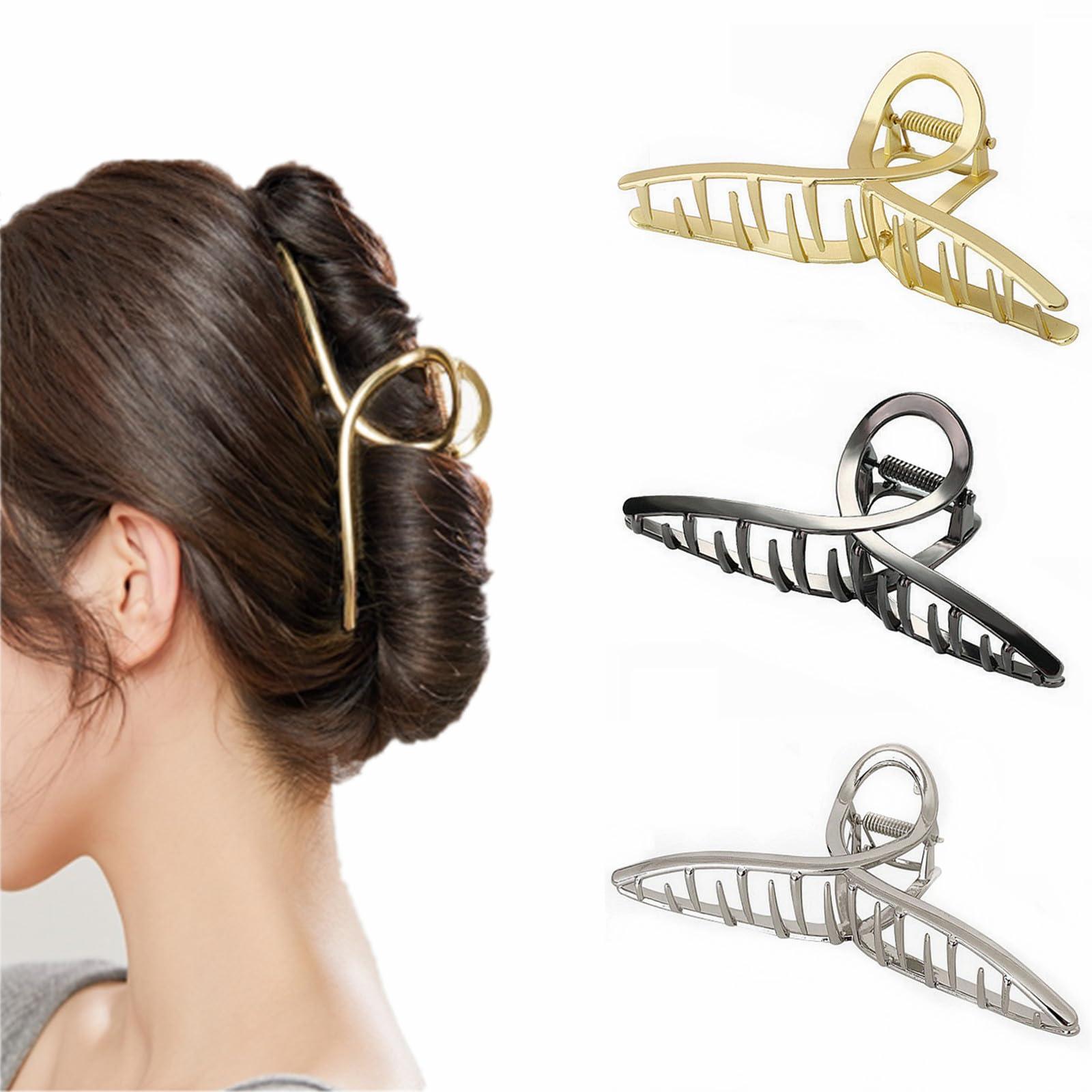 MirthCity MirthCity 3 Pcs Big Metal Hair Claw Clips for Thick Hair Elegant Banana Hair Clips for Women Non-Slip Barrette Hair Clips Hair Accessories for Women Girls