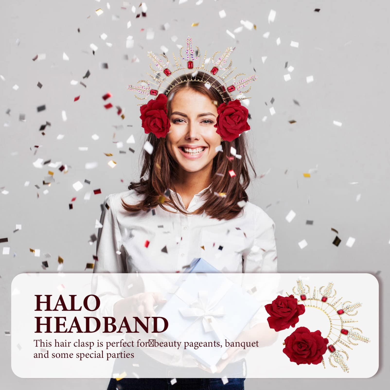 minkissy minkissy Notre Dame Headband rhinestone headbands for women headband hair accessories for women wedding roman goddess sun costume goth outfits Costume Prop Rose Greece bride Metal