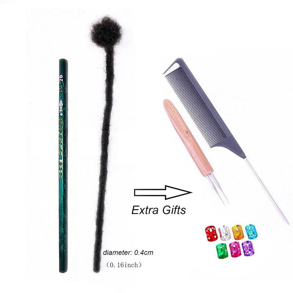 WacanDan WacanDan 100% Human Hair Dreadlock Extensions for Men/Women, 0.4cm Thickness 8 Inch 60 Strands Full Handmade Can be Dyed and Bleached Permanent Loc Extensions Human Hair Natural Black