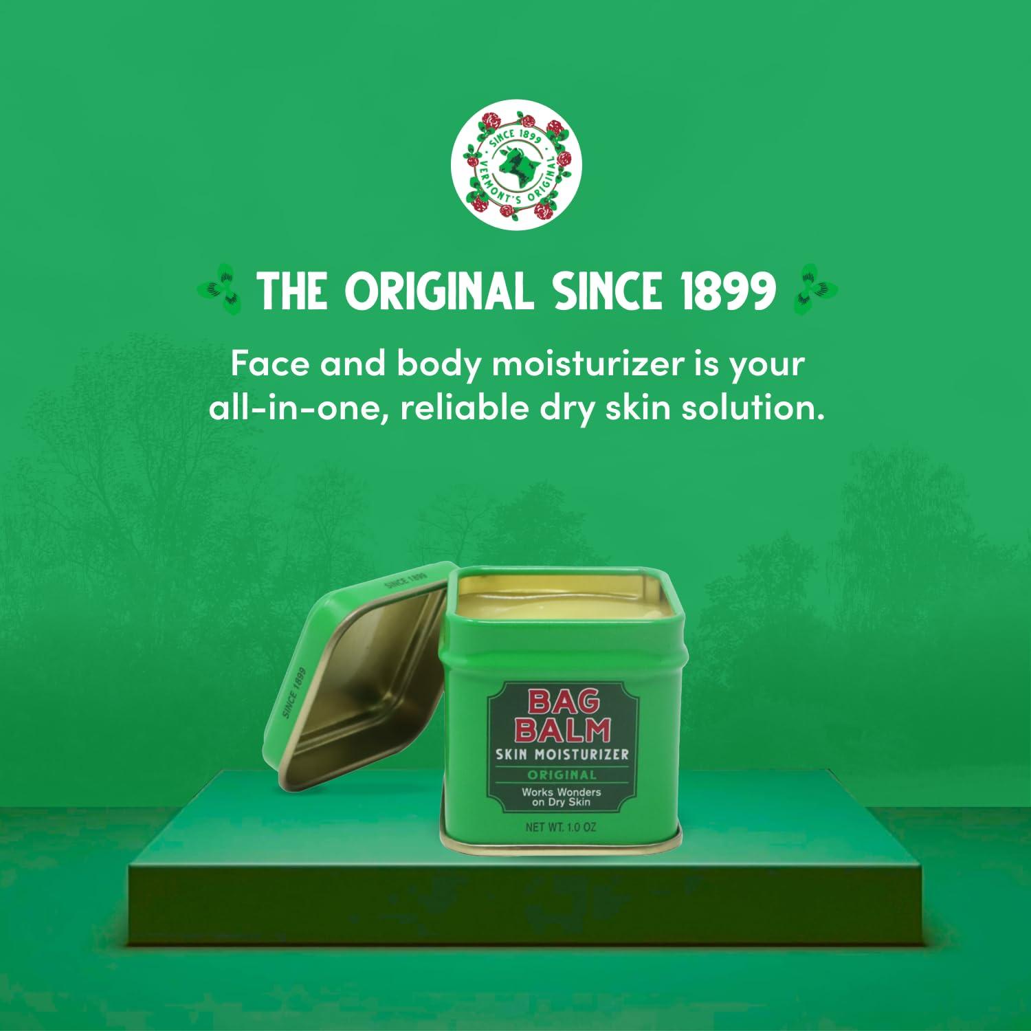 Bag Balm Bag Balm Vermont's Original Ointment, 1 Ounce Tin (Pack of 4), Moisturizing Ointment for Dry Skin that can Crack Split or Chafe on Hands Feet Elbows Knees Shoulders and More