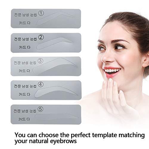 TMISHION Eyebrow Stencils 50 Pcs 5 Styles Eyebrow Stencil for Semi-permanent Make Up Eyebrow Shape DIY Self-adhesive Stencil Tattoo Microblading Eyebrow Styling Makeup Help Tool