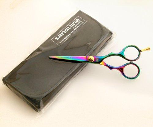 Sanguine Titanium Hair Scissors, Professional Hair Scissor for Hairdressing and Barbers - Size 6" + Presentation Case & Tip Protector