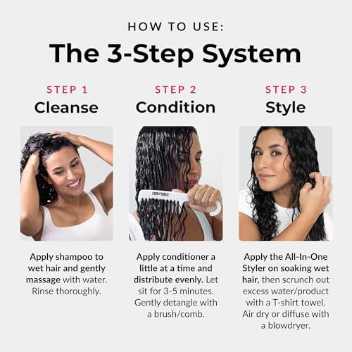 Love Ur Curls Love Ur Curls Shampoo & Conditioner Set with All in One Curl Cream Styler for Curly Hair, 3 Step System to Repair and Moisturizing