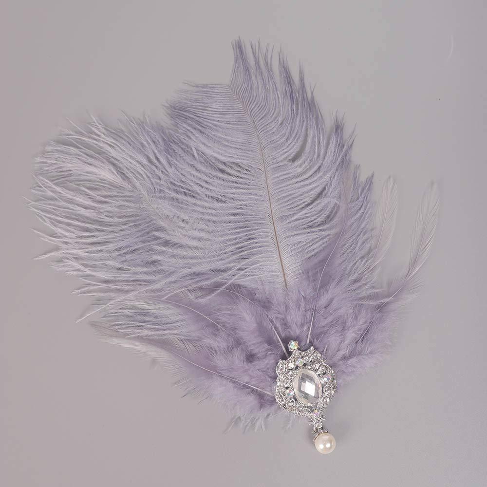 Aimimier Aimimier 1920s Headpiece Flapper Feather Hair Clip Crystal Teardop Roaring 20s Accessories Prom Party Festival Hair Jewelry for Women and Girls