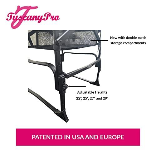 Tuscany Pro Tuscany Pro Portable Makeup Artist Chair - Perfect for Makeup, Salons, Movie Sets - Italian Design - Adjustable Seat Height - Carry Bag Included
