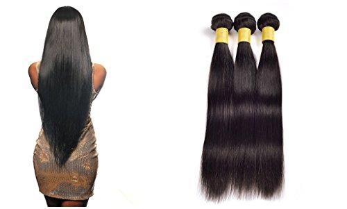 YanT Hair YanT HAIR 9A Grade Malaysian Virgin Hair Straight Human Hair Weave 3 Bundles 12 12 14 Inches Natural Black Color Pack of 3