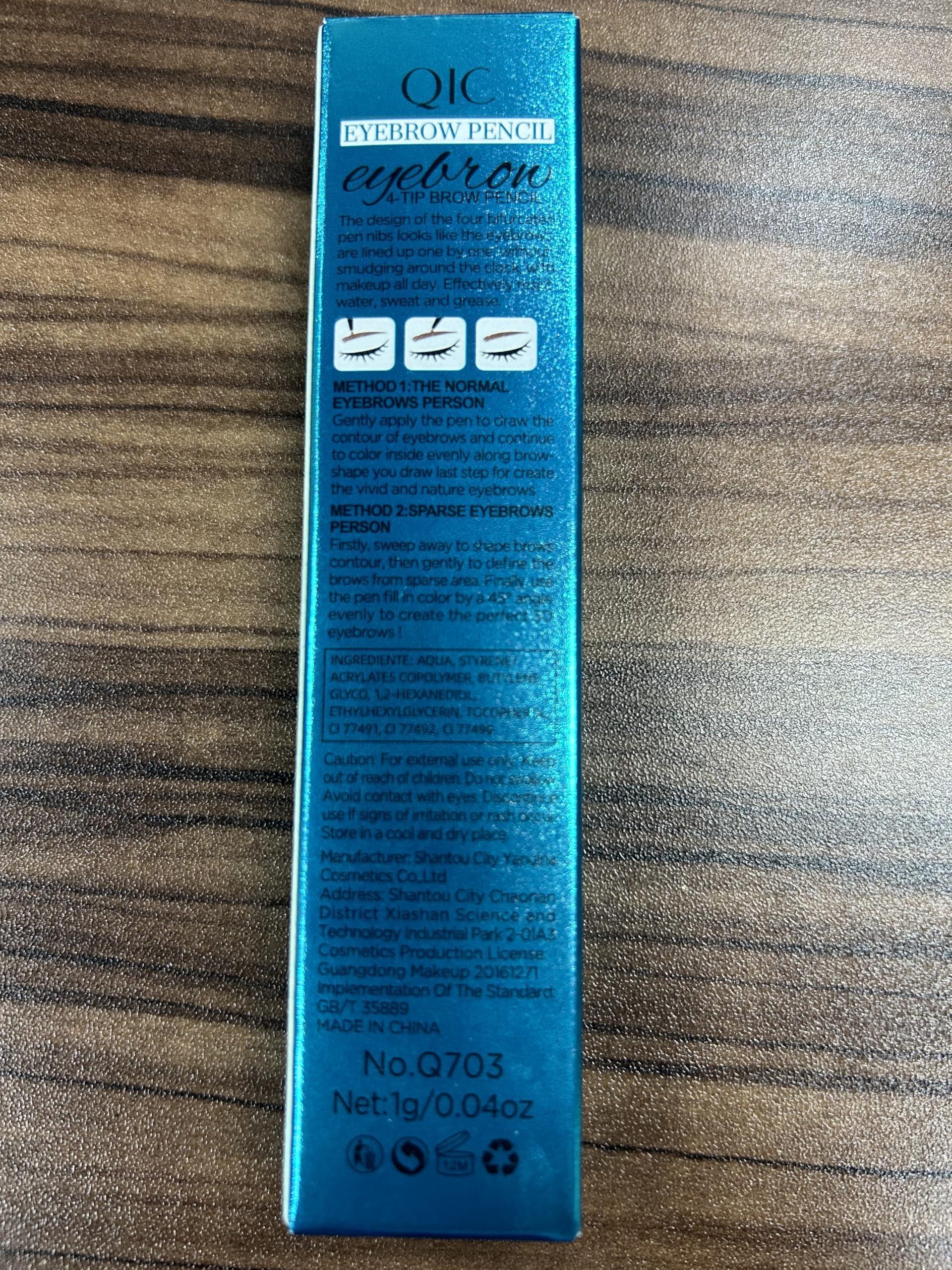 QIC QIC Eyebrow Pencil with 4 Tip Microblade for Natural Eyebrow Makeup Eyebrow Microblading Pen Waterproof &Smudge-Proof (4# Black)