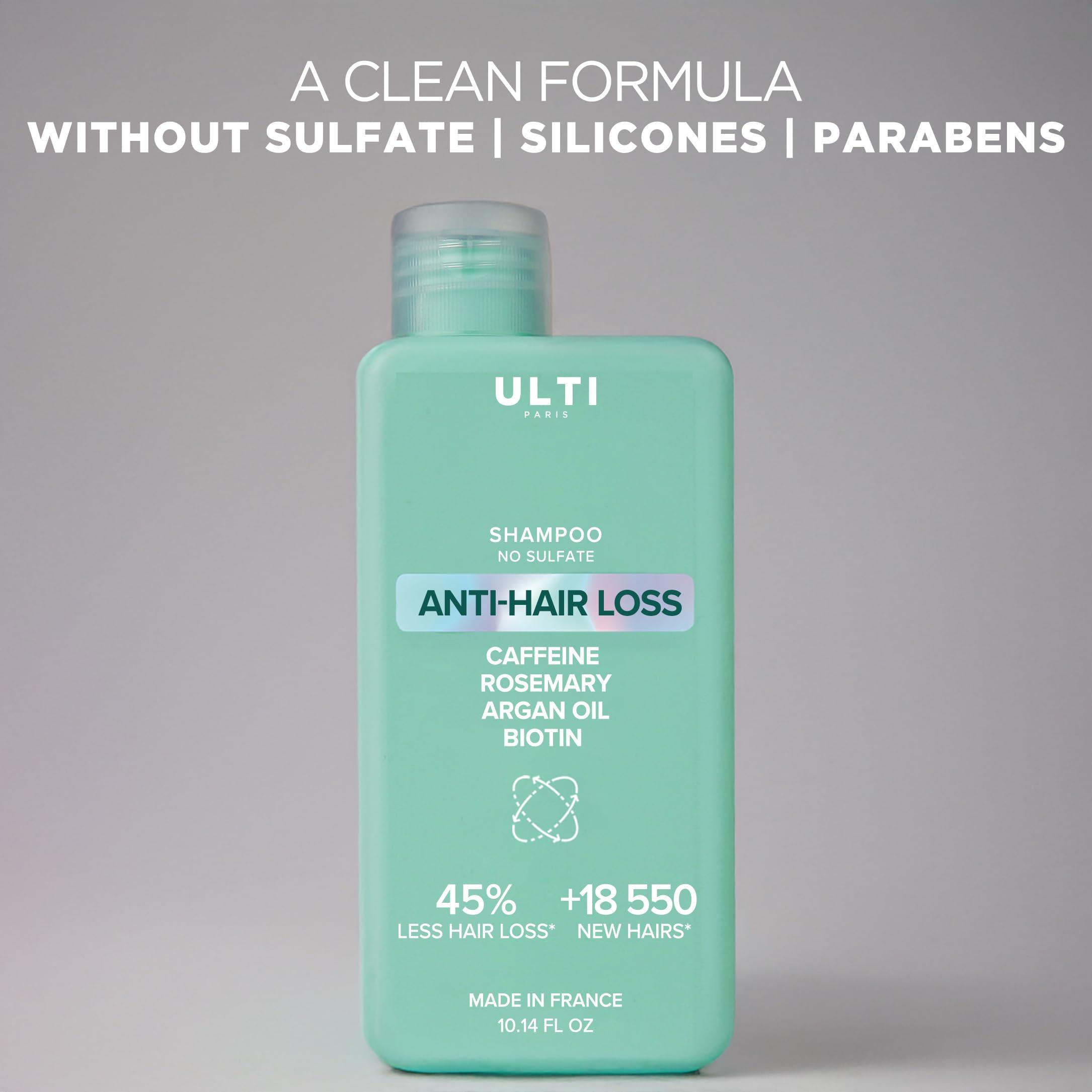 Ulti Paris ULTI Paris Anti Hair Loss Shampoo, No Sulfate, Caffeine, Rosemary, Saw Palmetto, Argan Oil, Biotin, 71% Hair Loss Reduction, 10.14 FL.OZ.
