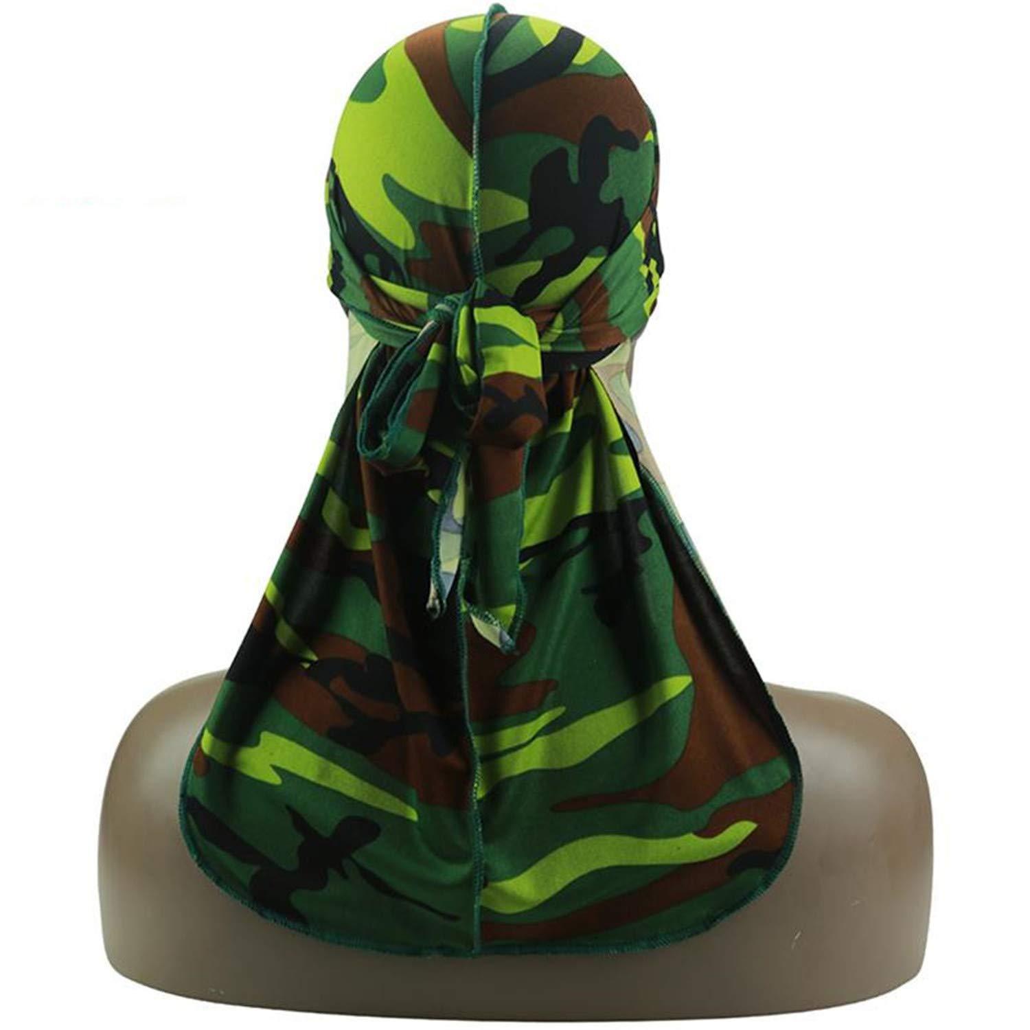 Leo Lamb unisex durag New Silky Camo Durag 360 540 720 Waves Extra Long Tail and Wide Straps for Men Stitching Outside Light green
