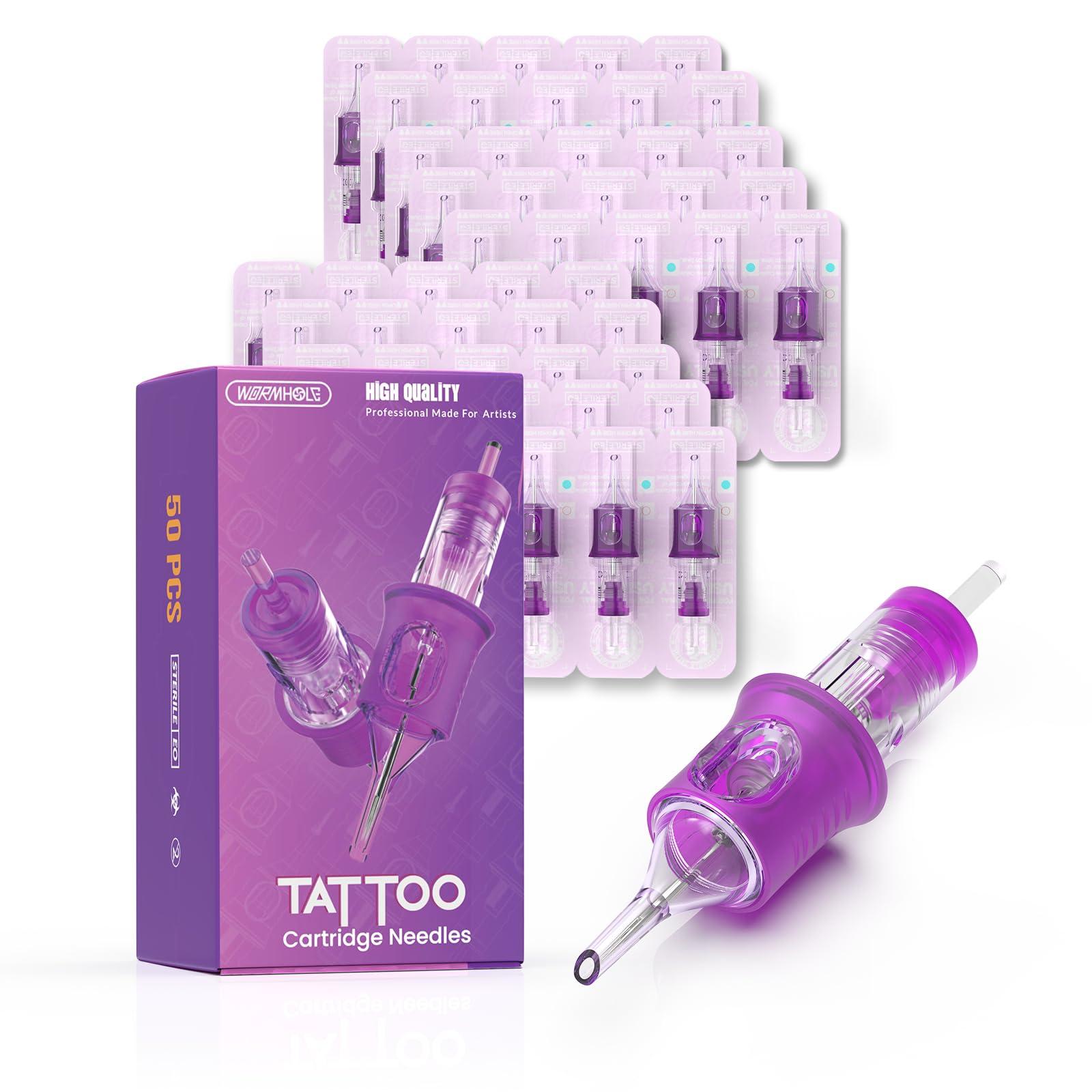 Wormhole Tattoo Wormhole Tattoo Cartridge Needles, 50pcs Mixed Sizes Disposable Tattoo Needles 1203RL 1205RL 1207RL 1209RL 1211RL Round Liner for Tattoo Pen Cartridge Machine Permanent Makeup