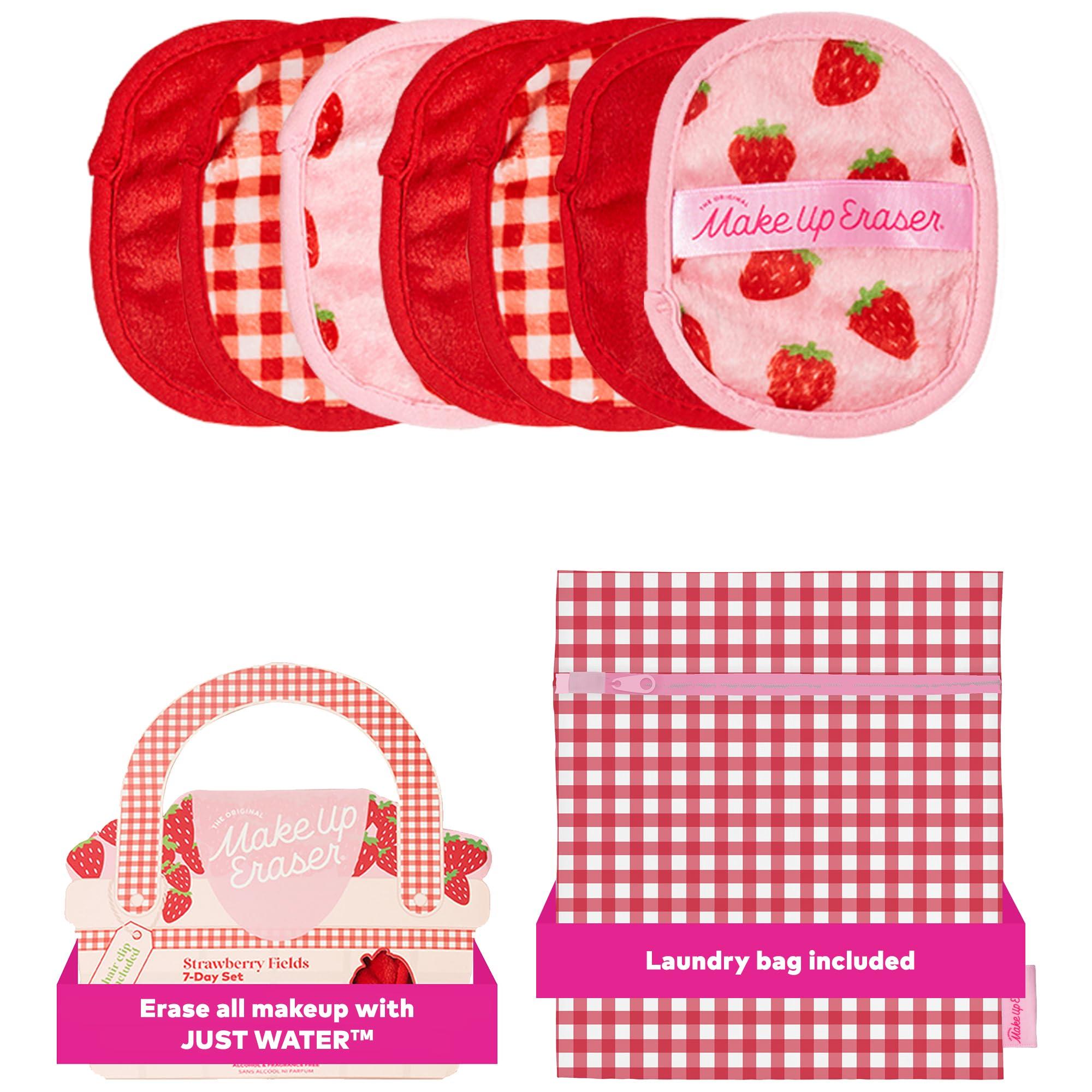 Makeup Eraser The Original Makeup Eraser, 7-Day Set, Erase All Makeup with Just Water, Including Waterproof Mascara, Eyeliner, Foundation, Lipstick, Sunscreen, and More! Strawberry Fields, 7ct.