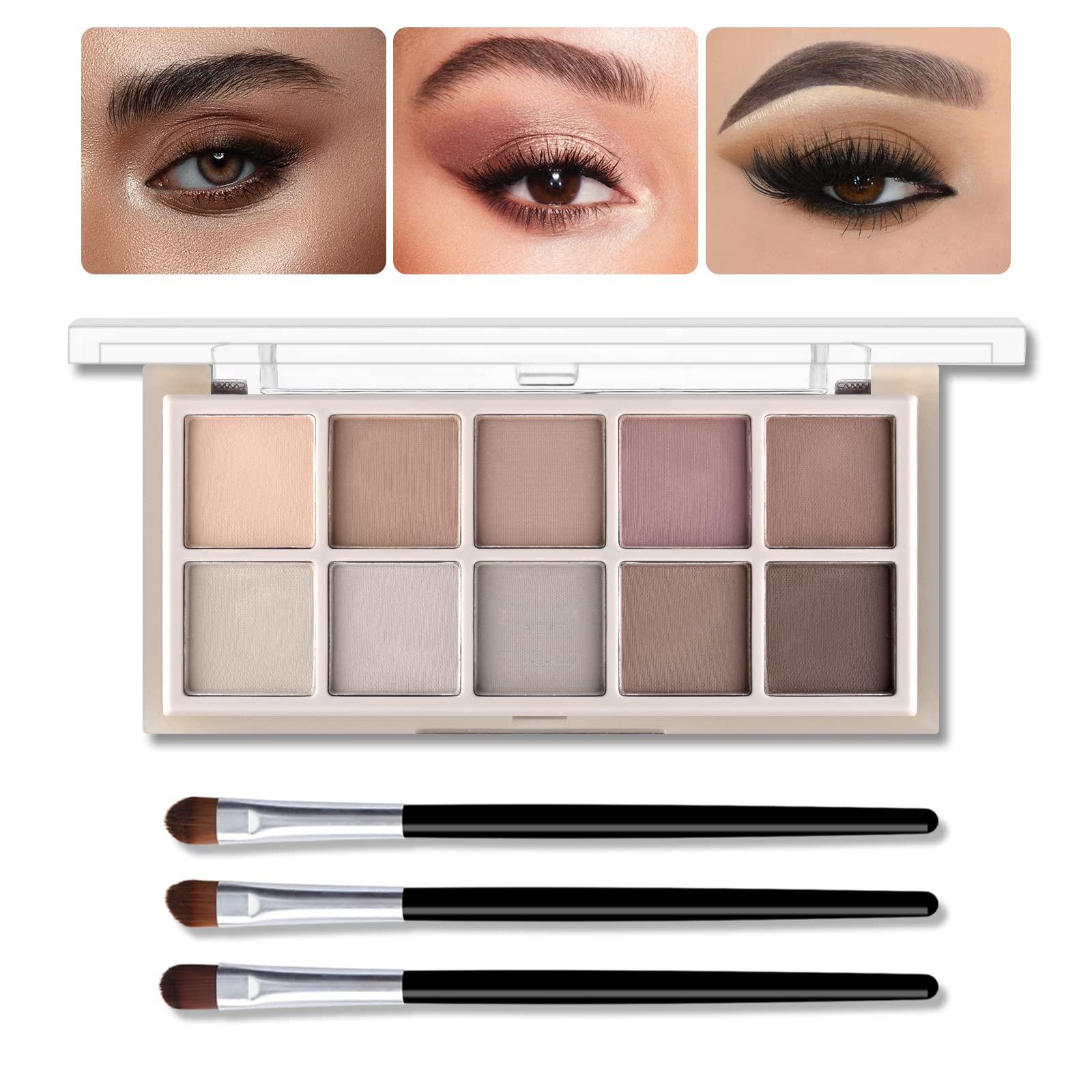 KYDA KYDA 10 Colors Grey Matte Eyeshadow Palette, Grey Brown Matte Eyeshadow, High Pigmented Nude Brown Eyeshadow Colors, Neutral Taupe Eyeshadow Palette, Smokey Grey Eye Shadow, Cool Tone Eyes Makeup