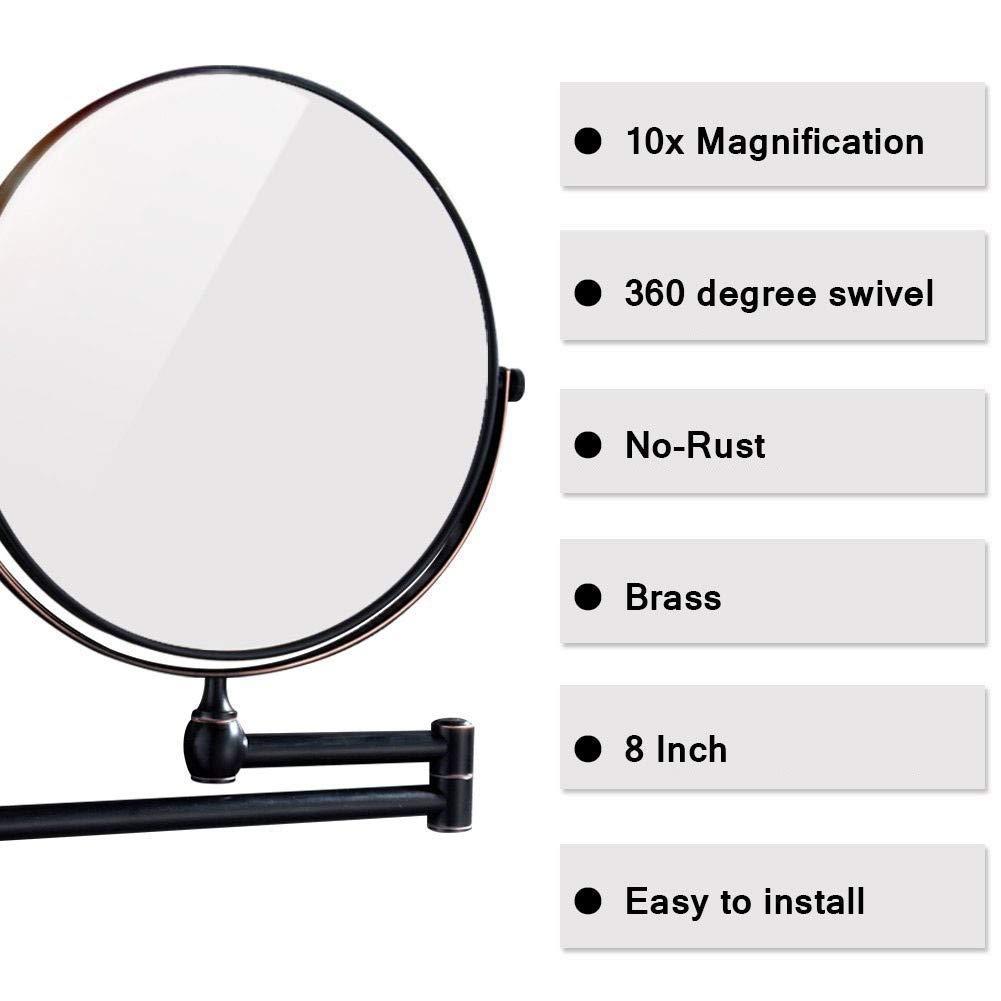 IJPDXOLBQ IJPDXOLBQ Makeup Mirror Bathroom Mirrors Wall Mounted Black with 10x Magnification, Double- Sided Makeup Mirrors Magnifying for Bathroom, 360 Free Rotation, Extendable for Home, Spa and Hotel