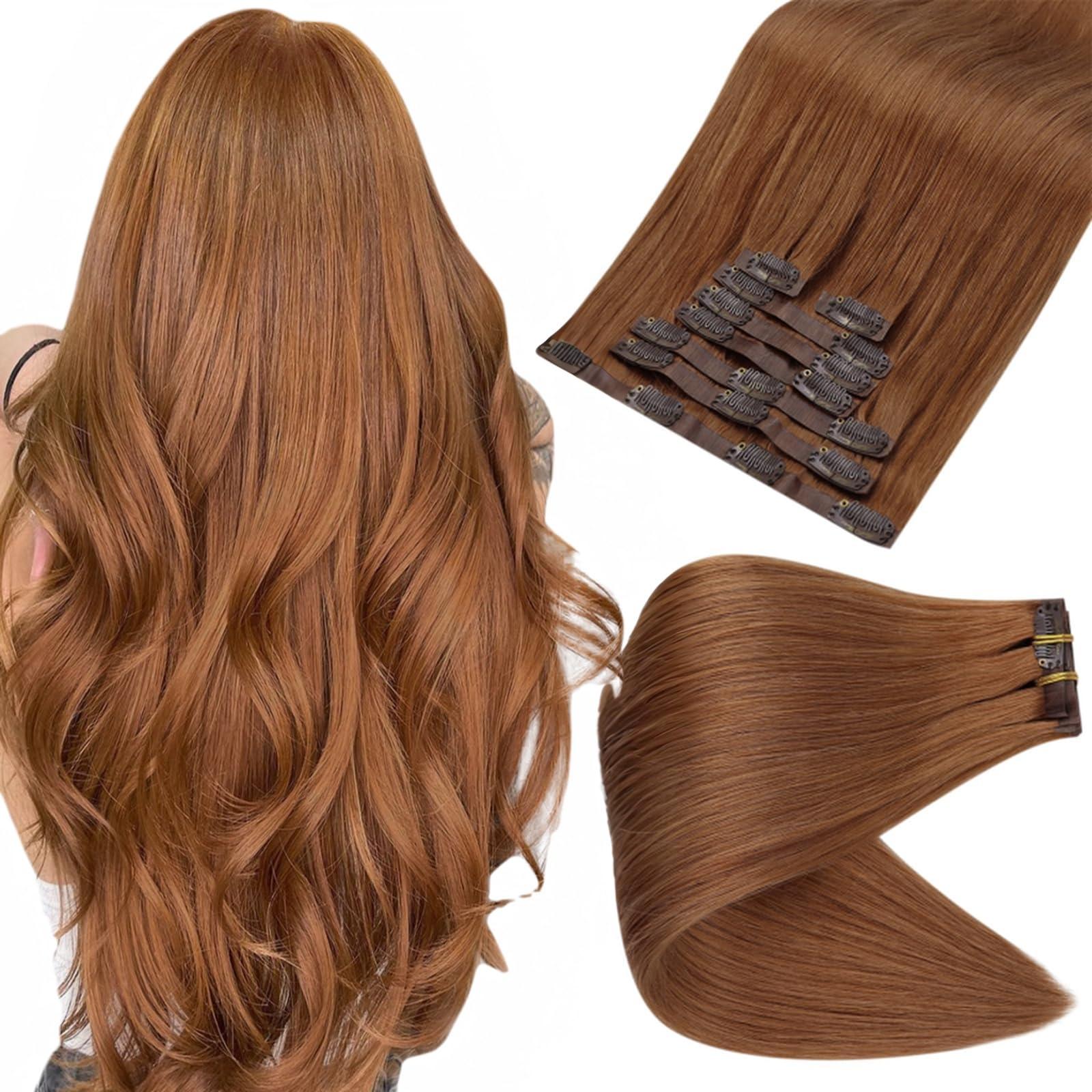 Full Shine Full Shine Seamless Clip in Hair Extensions Real Human Hair #330 8Pcs 20Inch 120g &Full Shine Seamless Clip in Hair Extensions Real Human Hair #330 8Pcs 22Inch 120g