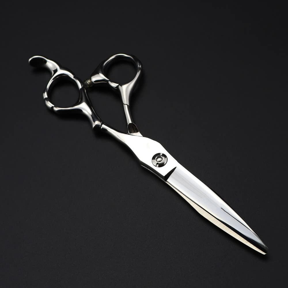 PPONE Professional Hair Cutting Shears, 6inch Professional Japan 440c steel scissor Silver hair scissors cutting barber tools haircut thinning shears hairdresser scissors (Color : Set with bag)