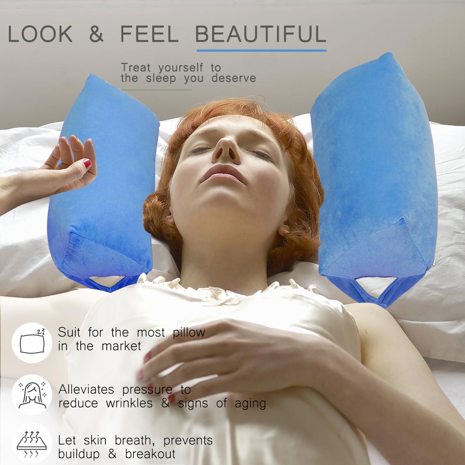 okmaba Beauty Pillow, Anti Wrinkle & Anti Aging Back Sleep Training Pillow, Wrinkle Prevention Pillow to Sleep on Back, Head Positioning Pillow, Post Surgery Pillows Support for Sleeping Upright (Blue)