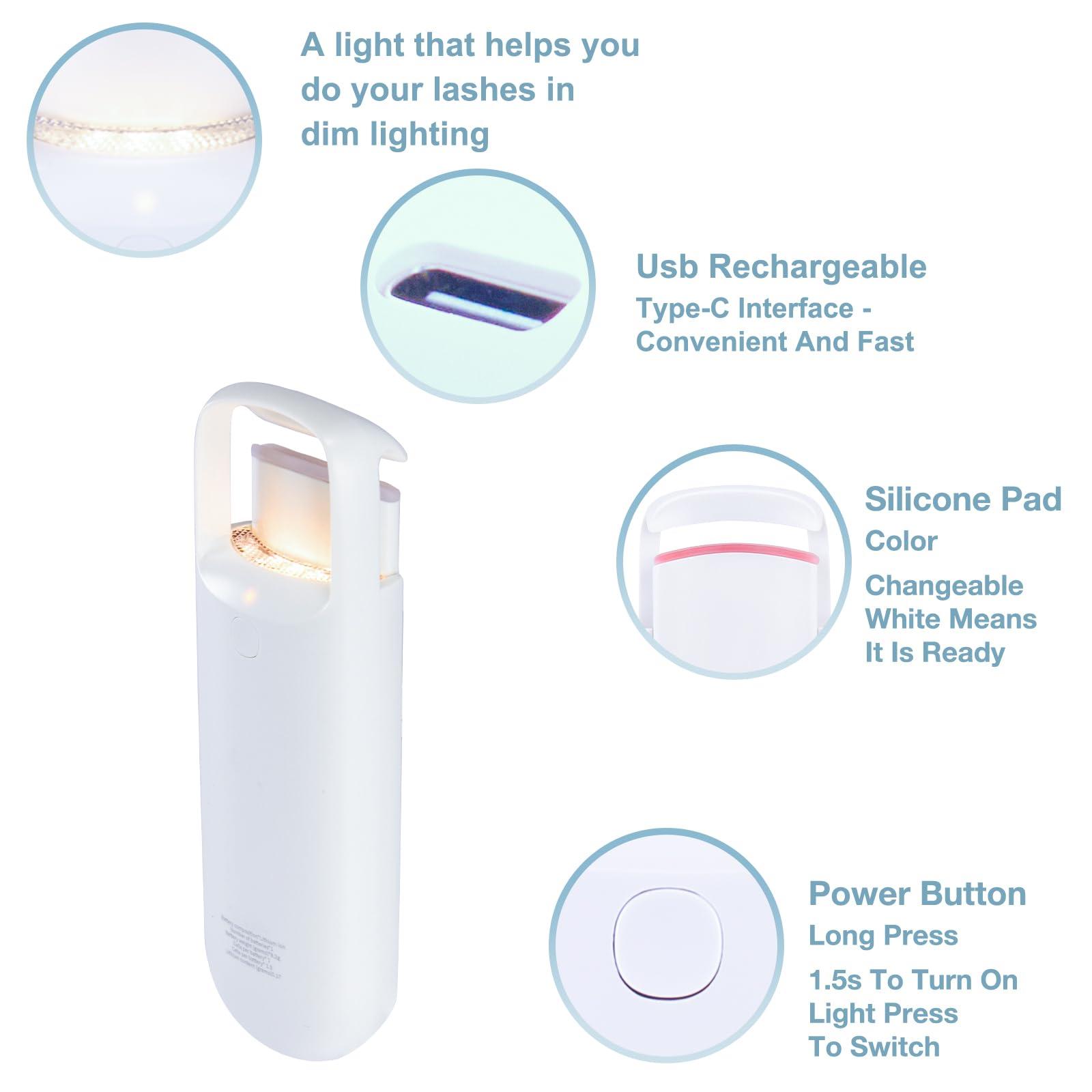 FORATS Heated Eyelash Curlers,Heated lash Curler, Eye Lash Curler,Electric Eyelash Curler,2 Heating Modes with Sensing Heating Silicone Pad,Quick Natural Curling for Women Makeup Tool